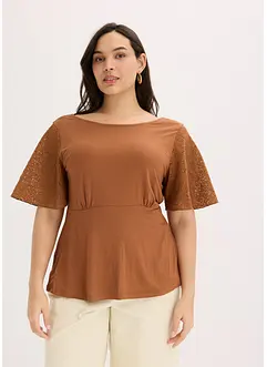 T-shirt à manches en dentelle, bonprix