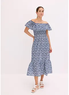 Boho-Midikleid mit Carmenausschnitt aus leichter Baumwolle, bonprix