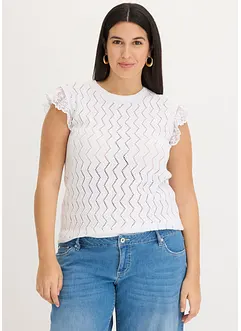 Top en maille aspect crochet avec dentelle, bonprix
