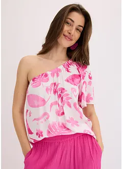 Blouse à encolure asymétrique en viscose texturée, bonprix