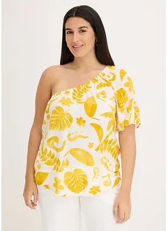 Blouse à encolure asymétrique en viscose texturée, bonprix