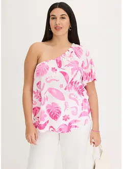 Blouse à encolure asymétrique en viscose texturée, bonprix