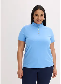 Top en coton à col volanté, bonprix