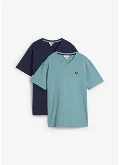 T-Shirt mit V-Ausschnitt (2er Pack) aus reiner Bio-Baumwolle, bonprix