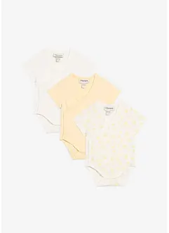 Lot de 3 bodies bébé croisés manches courtes, 100% coton, bonprix