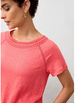 T-shirt 100 % lin avec dentelle, bonprix