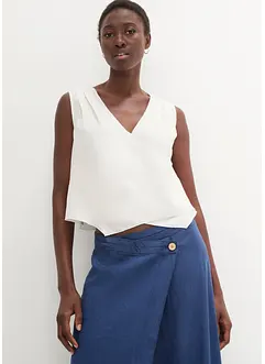 Blouse sans manches 100 % lin à encolure croisée, bonprix