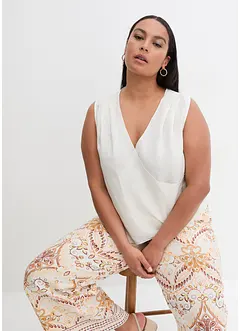 Blouse sans manches 100 % lin à encolure croisée, bonprix