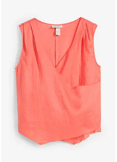 Blouse sans manches 100 % lin à encolure croisée, bonprix