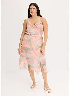 Robe à fines bretelles et volant, bonprix