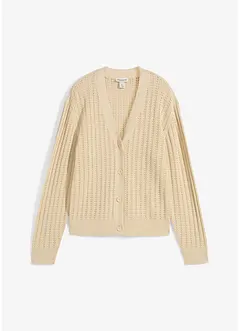 Ajour-Strickjacke mit Leinenanteil, bonprix