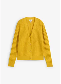 Ajour-Strickjacke mit Leinenanteil, bonprix