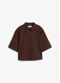 verkürzte Hemdbluse mit Seidenanteil, bonprix