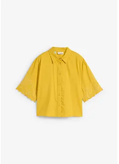 verkürzte Hemdbluse mit Seidenanteil, bonprix