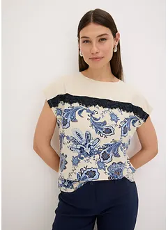 T-shirt imprimé paisley avec un galon de dentelle, bonprix