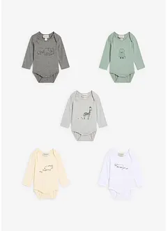 Lot de 5 bodies bébé manches longues, bonprix