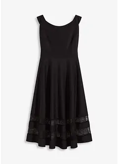 Carmen-Kleid mit Spitze und Gürtel, bonprix