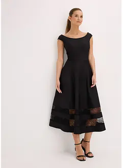 Carmen-Kleid mit Spitze und Gürtel, bonprix
