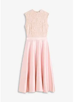 Robe midi en satin brillant avec haut en dentelle, bonprix