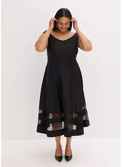 Robe col Bardot avec dentelle et ceinture, bonprix