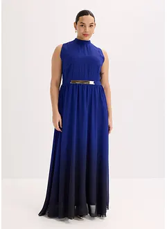 Robe longue en crêpe à col montant et empiècement taille, bonprix