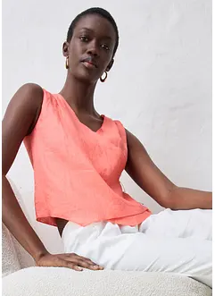 Blouse sans manches 100 % lin à encolure croisée, bonprix