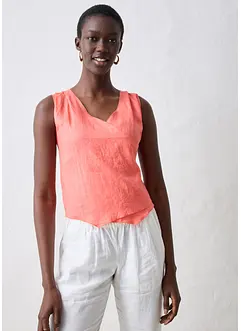 Blouse sans manches 100 % lin à encolure croisée, bonprix