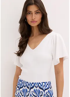 Pull côtelé à manches courtes papillon, bonprix