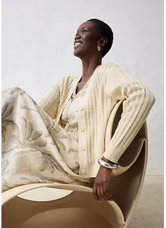 Gilet en maille ajourée avec lin, bonprix