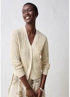 Gilet en maille ajourée avec lin, bonprix