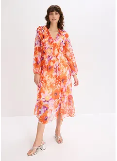 Robe en crêpe à volants, bonprix