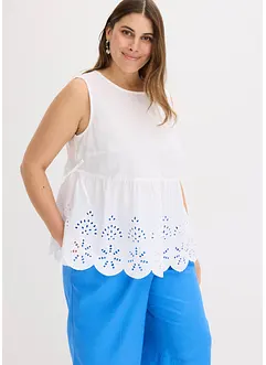 Blouse sans manches avec broderies anglaises, fendue sur les côtés, bonprix