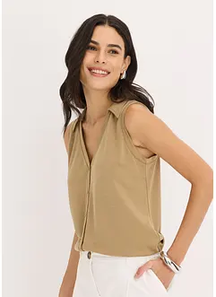 Top polo en maille piquée viscose, bonprix