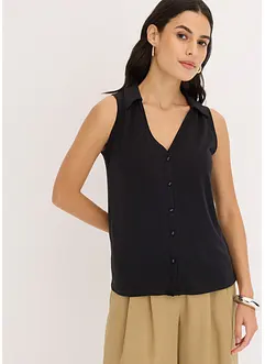Top col polo en maille piquée viscose, bonprix
