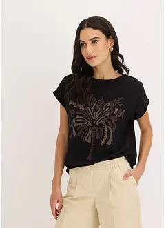 T-shirt en coton avec application de rivets, bonprix