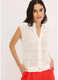 Gilet manches courtes en maille ajourée, bonprix