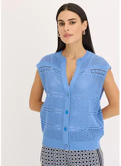 Gilet manches courtes en maille ajourée, bonprix