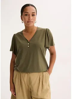 T-shirt en viscose à col boutonné, bonprix