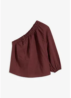One-Shoulder Bluse mit Leinenanteil, bonprix