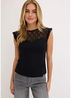Top avec empiècement dentelle, bonprix