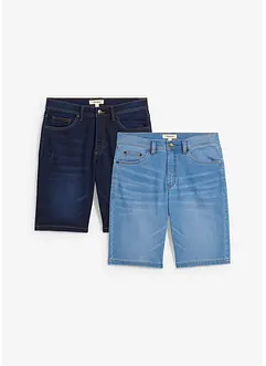 Lot de 2 bermudas en molleton effet jean, slim, bonprix