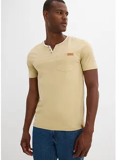 T-shirt col tunisien, 100% coton, bonprix