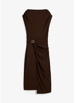 Robe midi côtelée avec drapé, bonprix
