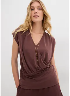 T-shirt cache-cœur en viscose mélangée, bonprix