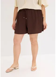 Short en crêpe texturé avec taille élastiquée, bonprix