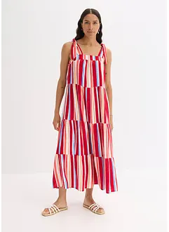 Robe rayée à bretelles en viscose texturée, bonprix