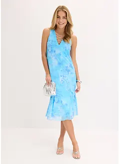 Midikleid mit Mesh und Glitzerschnürung, bonprix