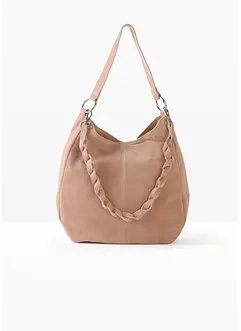 Veloursledertasche mit dekorativem Zusatzriemen, bonprix