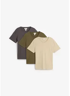 Lot de 3 T-shirts col V, bonprix