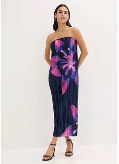 Bandeau-Kleid aus glänzendem Satin mit Plisse, bonprix